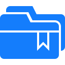 Project Manager extension icon showing a blue folder with bookmark